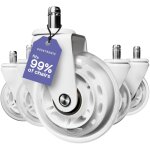 Roulettes chaise de bureau - lot de 5 - blanches - 11x22mm