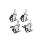Roulettes pour meubles, 2 pices roulette pivotante avec frein + 2 pices roulette pivotante sans frein, ...