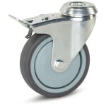 Roulette pivotante frein�e - meso - trolley - trou central - 100mm - 100kg