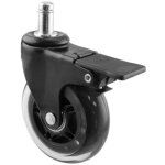 Roulette pivotante noire avec frein - 75mm / 50kg, inther.
