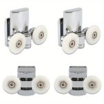 Roulettes pour porte de douche, doubles roulettes, roues, poulies, m�tal, diam�tre des roues : 23 mm ...