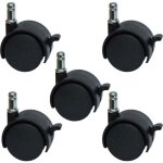 Roulettes de rechange pour chaise de bureau ou tabouret de 5, 1 cm - avec frein (lot de 5)
