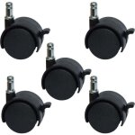 Roulettes de rechange pour chaise de bureau ou tabouret de 5, 1 cm - avec frein (lot de 5)