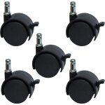 Roulettes de rechange pour chaise de bureau ou tabouret de 5, 1 cm - avec frein (lot de 5)
