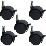 Roulettes de rechange pour chaise de bureau ou tabouret de 5, 1 cm - avec frein (lot de 5)
