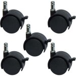 Roulettes de rechange pour chaise de bureau ou tabouret de 5, 1 cm - avec frein (lot de 5)