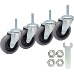 Roulettes, roulettes en tpr � tige filet�e de 3 pouces 3 / 8  - 16 x 1 - 1 / 2 , roue en caoutchouc thermoplas ...