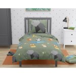 Roupillon - parure de couette 2 pieces enfant coton 57 fils vert 140x200 cm - origatoon