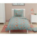 Parure de couette 2 pieces enfant coton 57 fils vert 140x200 cm - peachy