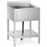 Royal catering - plonge inox �vier 1 bac avec dosseret et �tag�re cuisine de restaurant 6060cm