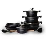 Batterie de cuisson complète effet marbre - 13 pièces - tous feux - noir - livraison gratuite Batterie de cuisson complète effet marbre - 13 pièces - tous feux - noir - livraison gratuite