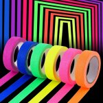 Ruban adhsif fluorescent en tissu gaffer 0, 6 pouce x 16, 5 pieds, 6 couleurs, bandes lumineuses noires, ...