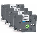 Rubans �tiqueteuse noir / blanc 4pcs - 12mm�8m compatible brother p - touch (pt - e100 / e200 / d200) ...