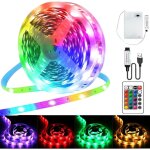 Ruban led 5m, rgb 5050 bande led aliment� par batterie ou usb, dimmable 16 couleurs led bande avec t�l�command ...