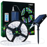 Ruban led solaire ext�rieur, 5m 280 leds bande led ip67 �tanche, lumi�res led blanc froid avec t�l�commande, ...