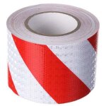 Ruban de signalisation, bande de signalisation r�fl�chissante en serg� rouge et blanc de 10 cm de large ...