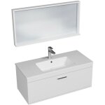 Rubite meuble salle de bain simple vasque 1 tiroir largeur 100 cm + miroir cadre blanc - blanc