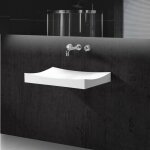 Rue du bain - lavabo suspendu rectangulaire solid surface blanc mat 68x45 cm - unic