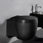 Rue du bain - wc suspendu avec abattant cramique noir brillant 50x41cm charm