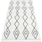 Rugsx - tapis union 3374 diamants, chane crme et gris franges berbre marocain shaggy white 120x170 ...