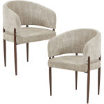 Ruma - lot de 2 chaises en tissu beige fonc� pieds couleur bois