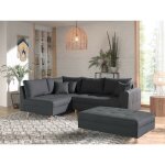 Lisa design - rune - canapé d'angle - avec pouf d'appoint - 4 places - style scandinave - gauche - gris ... Lisa design - rune - canapé d'angle - avec pouf d'appoint - 4 places - style scandinave - gauche - gris ...