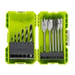 Coffret antichocs empilable 12 accessoires de per�age bois rak12swd - ryobi