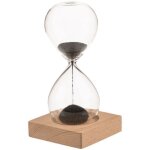 Sablier de d�coration - magnetiq - verre - sable anthracite - socle en bois - magn�tique
