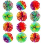 Sac anti - stress rebondissant en 12 pompons arc - en - ciel doux avec ancre sensorielle (7 cm)