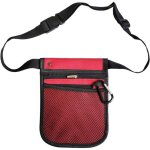 Sac banane pratique pour accessoires de soins infirmiers, 2 c�t�s et 8 poches (rouge fonc�)