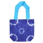Sac en coton tye - dye naturel (8oz) - 38x42x12cm - anneaux bleus - anse bleue - vendu par 1