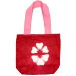 Sac en coton tye - dye naturel (8oz) - 38x42x12cm - fleur marron - anse rose - vendu par 1