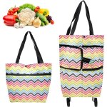 Sacs de courses pliables avec roulettes, chariot de courses pliable, 2 en 1 shopping trolley pour la ...