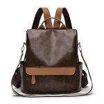 Sac � dos femme, cuir souple, marron fonc�