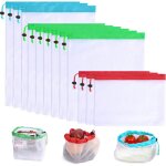 Sacs en filet r�utilisables, sacs � l�gumes �cologiques, sacs de fruits et l�gumes pour le shopping et ...