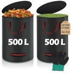 Sacs de jardin de 500 l, sacs � feuilles, sacs � d�chets verts, robustes avec couvercle et gant inclus ...