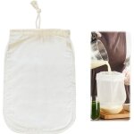 [jamais utilis]sac  lait vgtal en chanvre bio - filtre rutilisable pour lait d'amande, de soja et ...