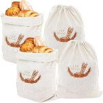 Sacs � pain, lot de 4 sacs de conservation en lin naturel, r�utilisables, beiges, parfaits pour conserver ...