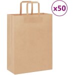 Sacs en papier 50 pcs avec poignes marron 26x12x35 cm