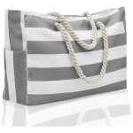 Sac de plage ray� r�sistant au sable, sac gris multifonction pour les voyages et les vacances