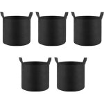 Sacs de plantation en non tiss� - lot de 5 - pots g�otextiles � 31cm - pour l�gumes de jardin - noir