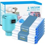 Sac de rangement sous vide avec pompe electrique 6 pi�ces (100 70 cm / 80 60 cm), r�utilisable, r�sistant ...
