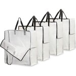 Sac de rangement transparent en lot de 3, grand sac demenagement xxl 60x60cm avec poign�e de transport, ...