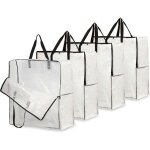 Sac de rangement transparent en lot de 4, grand sac demenagement xxl 60x60cm avec poign�e de transport, ...