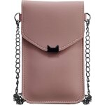 Sacoche pour t�l�phone portable en m�tal avec t�te de chat pour femme (rose clair)
