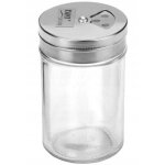 Sali�re et poivri�re en verre 8x4, 3 cm transparentes argent�es