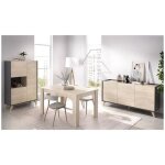 Salle a manger complete avec enfilade + vitrine + table extensible - d�cor graphite et chene - ness