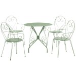 Salle � manger de jardin en m�tal fa�on fer forg� : une table et 4 fauteuils - vert amande - guermantes ...