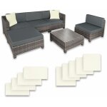 Salon bas de jardin amy 5 places rembourrage 10 cm avec 2 sets housses -