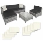 Canap� de jardin lounge en rotin avec cadre aluminium gris clair